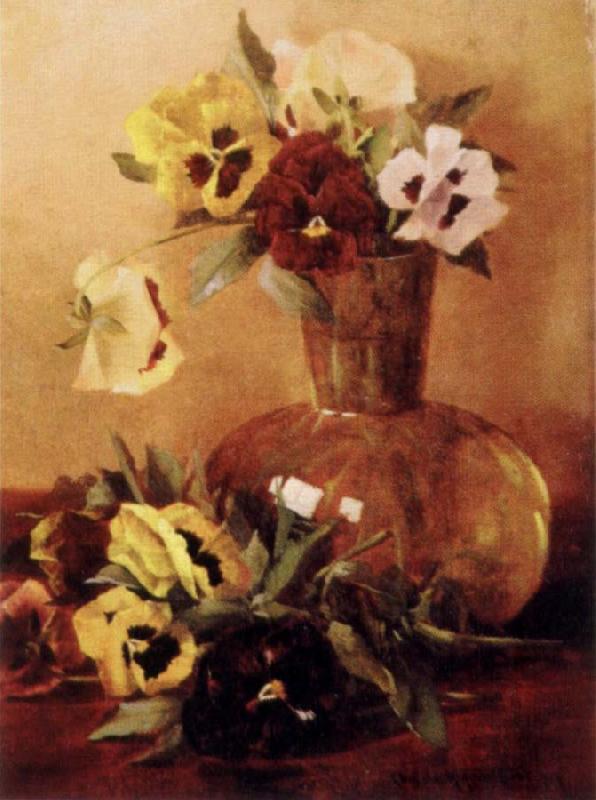 Hirst, Claude Raguet Pansies in a Glass Vase oil painting picture